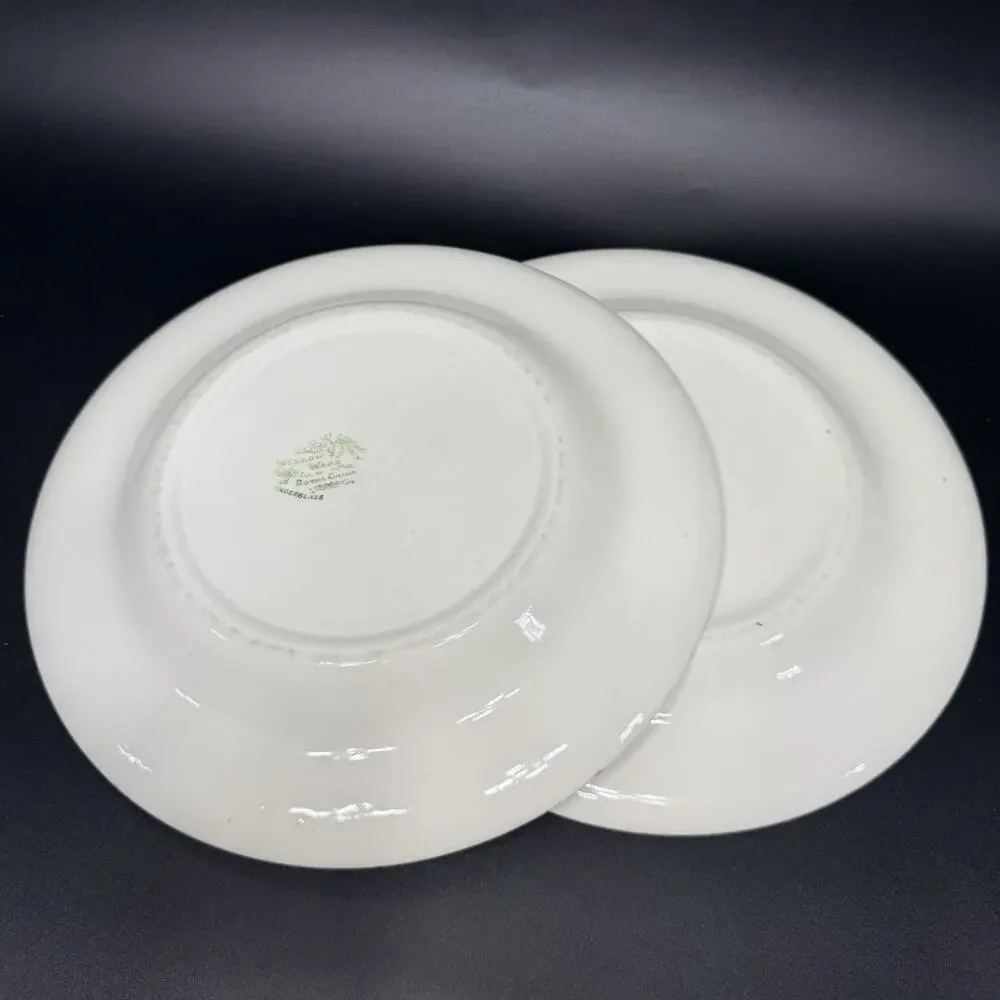 Set 2 Vtg Royal China Blue White Willow Ware 10” Dinner Plates Underglaze